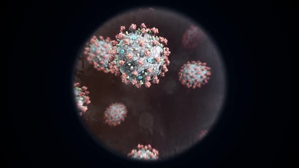 显微镜下冠状病毒COVID-19动态拍摄高清视频素材 Animated Shot of the Coronavirus Through a Microscope – COVID-19