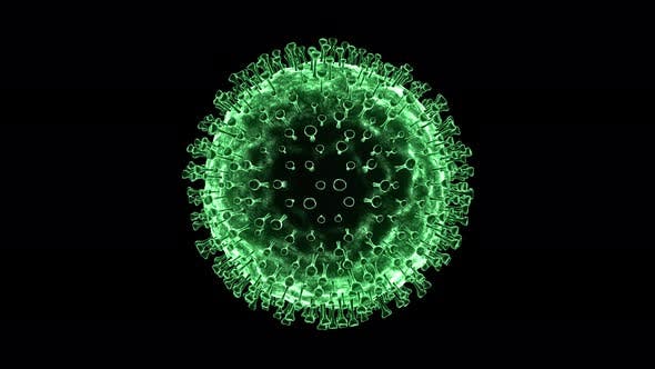 电镜下冠状病毒Covid-19有机运动视频素材 Corona Covid-19 Green Virus Organic Movement Under Electron Microscope