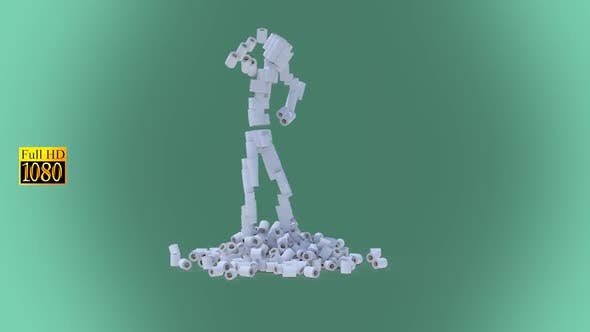 COVID-19冠状病毒主题纸巾人卡通动画视频素材 Covid-19 Paper