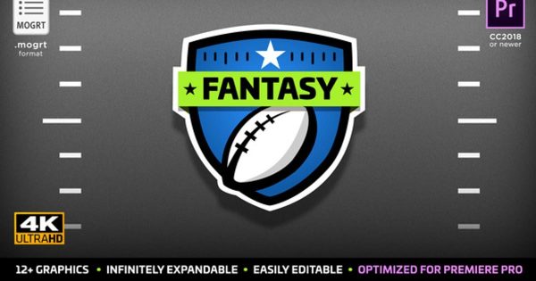 梦幻美式足球橄榄球体育运动大洋岛精选PR模板 Fantasy Football Kit | Mogrt for Premiere Pro