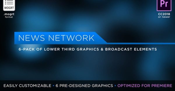 新闻直播节目下方轮播特效大洋岛精选PR模板 News Network Pack | MOGRT for Premiere Pro