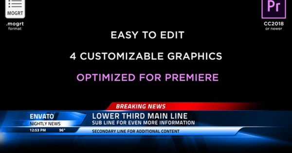 新闻直播间节目字幕条动画大洋岛精选PR模板 Broadcast News Lower Thirds | MOGRT for Premiere Pro