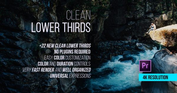 简约视频特效字幕条大洋岛精选PR模板 Clean Lower Thirds for Premiere