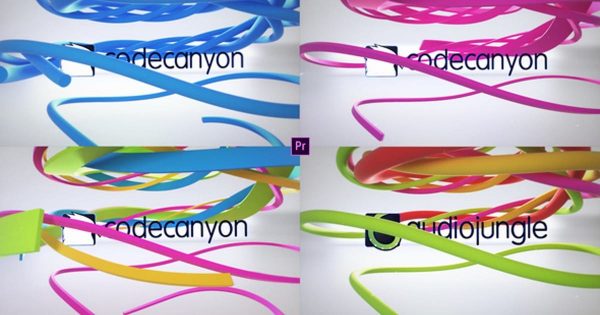 3D多彩丝带动画特效logo演示大洋岛精选PR模板 Clean Ribbon Logo Reveals