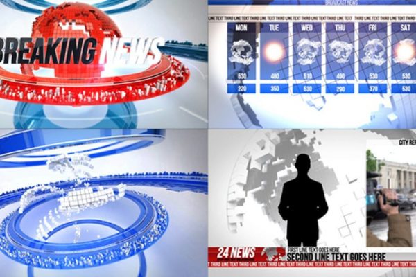 新闻广播电视节目制作PR视频素材模板 24 Broadcast News Complete TV Package