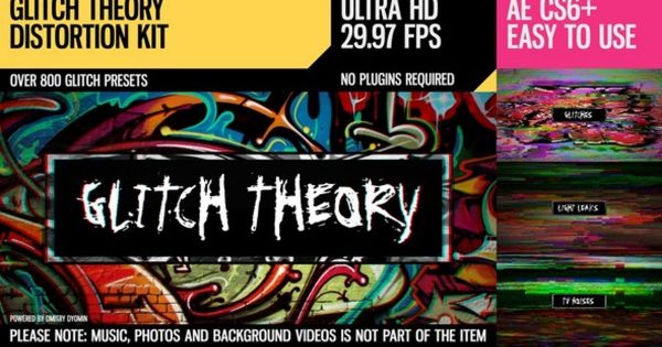 扭曲特效超高清失真片头大洋岛精选AE模板 Glitch Theory (UltraHD Distortion Kit)