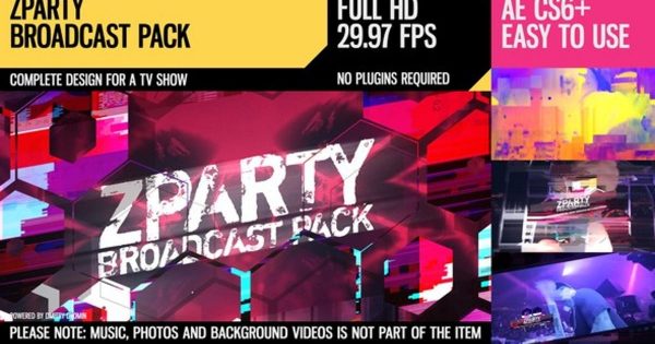 时尚娱乐类TV直播开场视频大洋岛精选AE模板 zParty (Broadcast Pack)