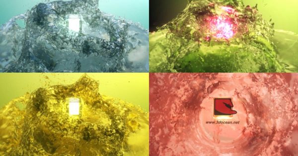 “出水芙蓉”Logo演示特效大洋岛精选AE模板 Surfacing Logo from Water
