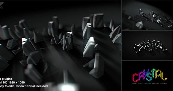 3D水晶建筑标志大洋岛精选AE模板 3D Crystal Build Logo