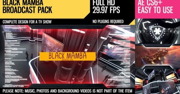 黑色曼巴 TV Show 开场 大洋岛精选AE模板 Black Mamba (Broadcast Pack)