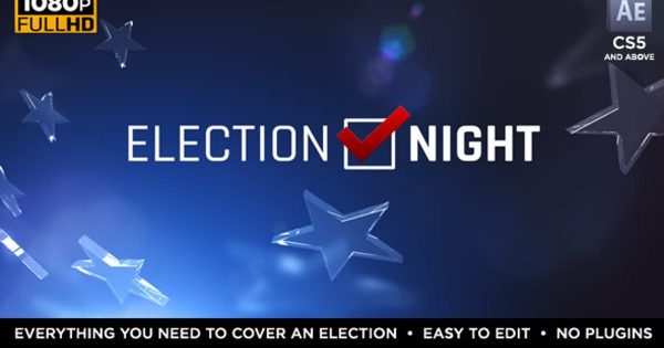 时政新闻直播开场动画大洋岛精选AE模板 Election Night 2018