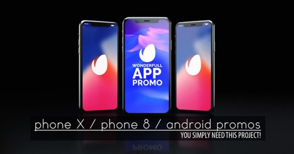 超逼真APP UI动态演示样机大洋岛精选AE模板[iPhone X, iPhone 8 & Android] Wonderful App Promo
