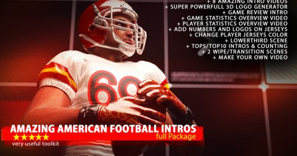 美式足球直播节目片头大洋岛精选AE模板 Amazing American Football Intro