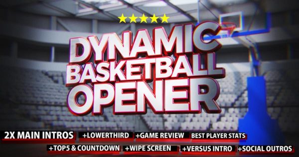 篮球体育竞技节目开场大洋岛精选AE模板 Dynamic Basketball Opener/Intro