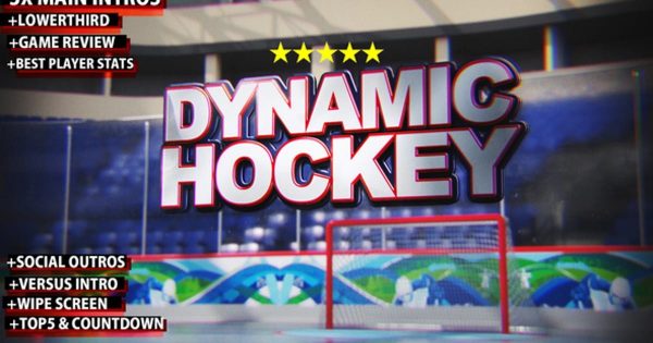 曲棍球体育竞技节目开场大洋岛精选AE模板 Dynamic Hockey Opener