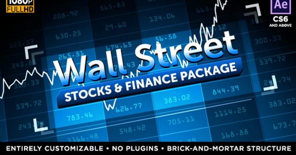 华尔街股市播报节目大洋岛精选AE模板 Wall Street – Stock Market and Finance Package