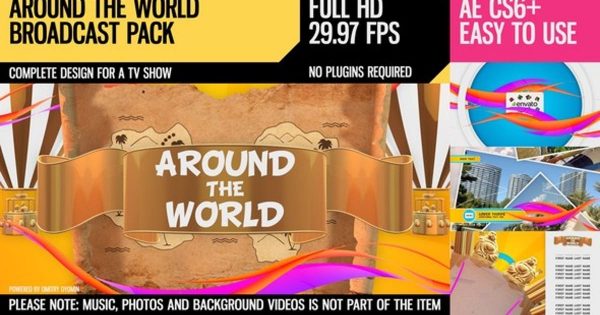 环游世界旅行节目片头大洋岛精选AE模板 Around The World (Broadcast Pack)