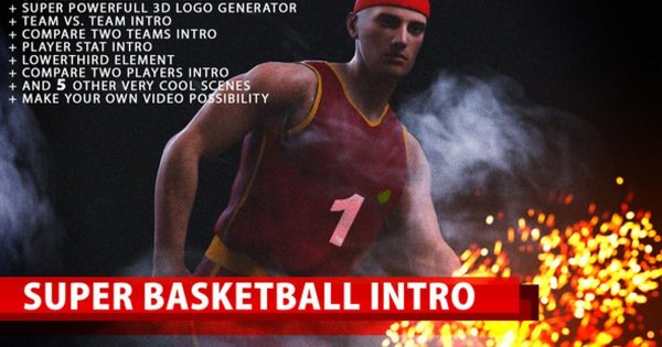 超级篮球体育竞技节目片头大洋岛精选AE模板 Super Basketball Intro