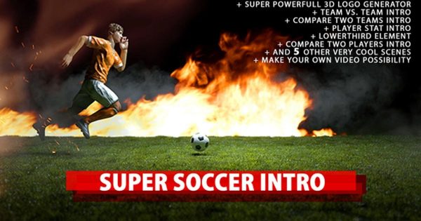 超级足球体育竞技节目片头大洋岛精选AE模板 Super Soccer Intro