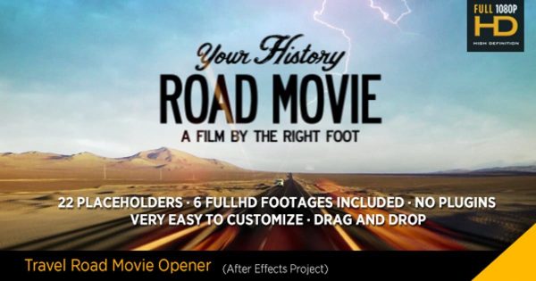 旅游公路电影片头大洋岛精选AE模板 Travel Road Movie