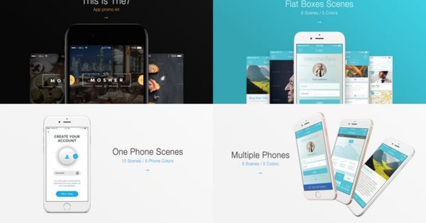 APP UI界面设计演示动态样机大洋岛精选AE模板 The7 – App Presentation Kit