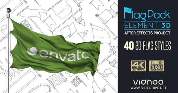 3D旗帜动画大洋岛精选AE模板 Element 3D Flag Pack缩略图 3D旗帜动画大洋岛精选AE模板 Element 3D Flag Pack