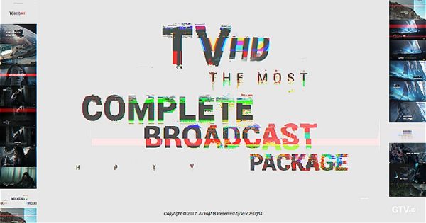 炫酷电视节目预告大洋岛精选AE模板 Glitch TV Complete Broadcast Graphics Package