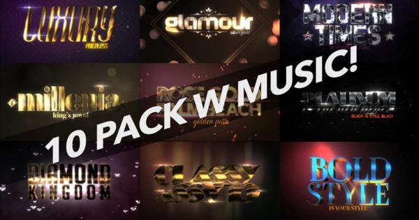 奢华金属风格视频Logo文本大洋岛精选AE模板 4K Luxury 10 Logo Text Intro Pack