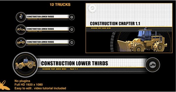 建筑基建主题视频字幕特效大洋岛精选AE模板 Construction Lower Thirds & Chapter Titles