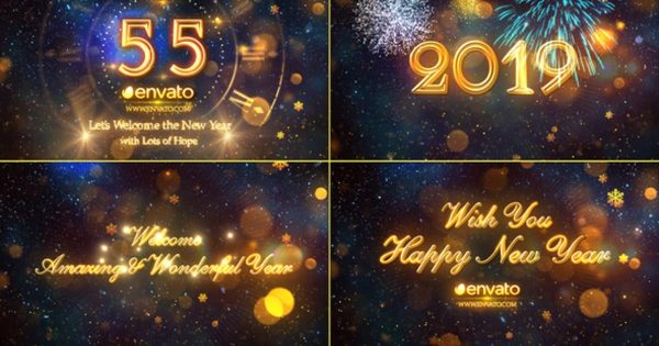 2019年新年跨年晚会倒数视频大洋岛精选AE模板4 New Year Countdown 2019