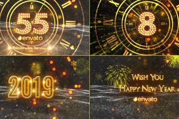 2019年新年跨年晚会倒数视频大洋岛精选AE模板3 New Year Countdown 2019