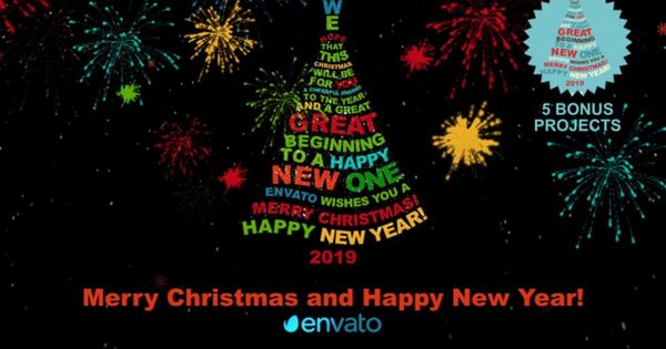 圣诞节&2019年新年祝语圣诞树图形视频大洋岛精选AE模板 Christmas Tree Greetings 2019