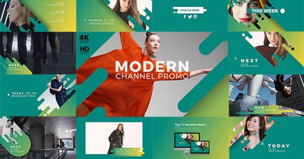 动感现代时尚节目预告开场动画大洋岛精选AE模板 Modern Channel Promo v2