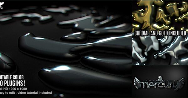 金属液态凝聚AE特效Logo演示大洋岛精选AE模板 Chrome Liquid Logo