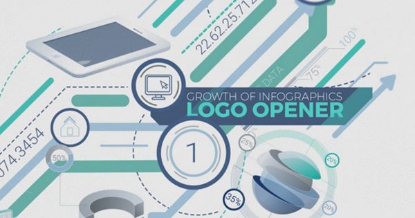 股市金融财经节目开场大洋岛精选AE模板 Growth Of Infographics Logo Opener