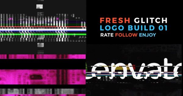 快速切换信号故障AE特效Logo演示大洋岛精选AE模板 Fresh Glitch Logo Build 2 Pack Volume 1