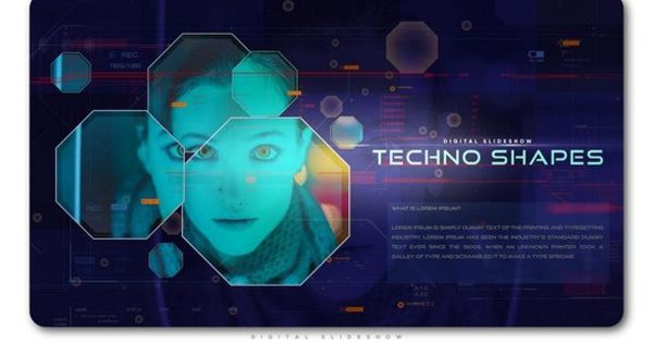 高科技几何图形幻灯片特效大洋岛精选AE模板 Techno Shapes Digital Slideshow