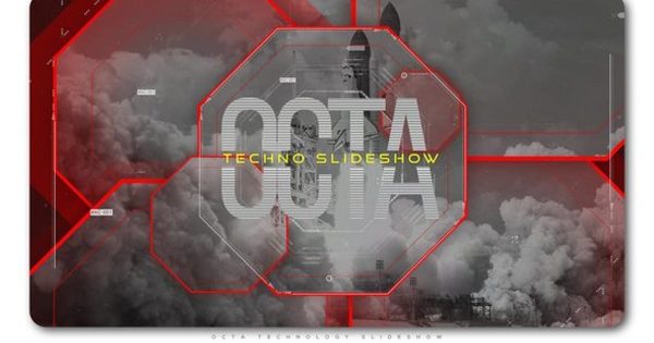 八角形信号故障转场动画开场大洋岛精选AE模板 Octa Technology Slideshow | Opener