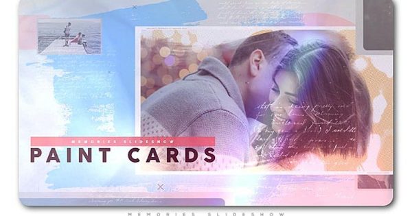 浪漫主义风格幻灯片开场大洋岛精选AE模板 Painted Cards of Memories Slideshow