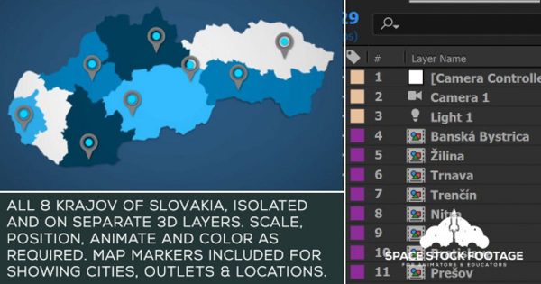 斯洛伐克地图位置动画AE视频模板 Slovakia Map Kit缩略图 斯洛伐克地图位置动画AE视频模板 Slovakia Map Kit