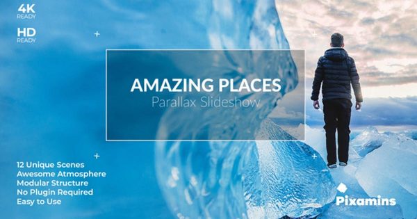 视差特效幻灯片开场视频大洋岛精选AE模板 Amazing Places Parallax SlideShow