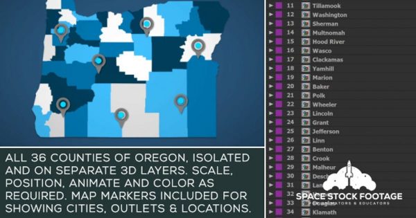 俄勒冈地图位置动画AE视频模板 Oregon Map Kit缩略图 俄勒冈地图位置动画AE视频模板 Oregon Map Kit