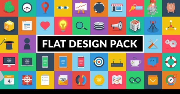 创意扁平化设计概念图标动画视频大洋岛精选AE模板 Flat Design Pack