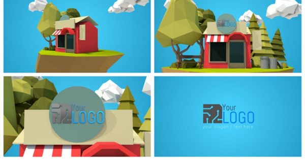 3D商店卡通动画logo演示大洋岛精选AE模板 Store Logo