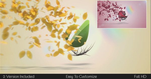 根茎生长叶子飘散效果logo演示大洋岛精选AE模板 Flying Leaves Logo Reveal