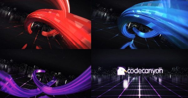 丝带揭幕动态特效Logo演示大洋岛精选AE模板 Digital Ribbon Logo Reveal