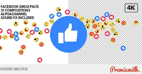 Facebook社交新媒体动态表情大洋岛精选AE模板 Facebook Emoji Pack