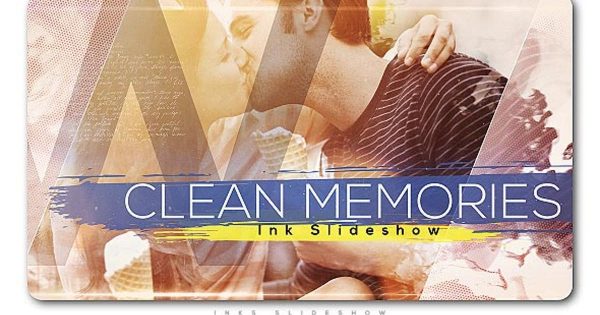 简洁浪漫回忆油墨特效幻灯片视频大洋岛精选AE模板 Clean Memories Inks Slideshow