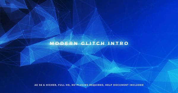 几何水晶科技故障特效logo演示大洋岛精选AE模板 Modern Glitch Intro