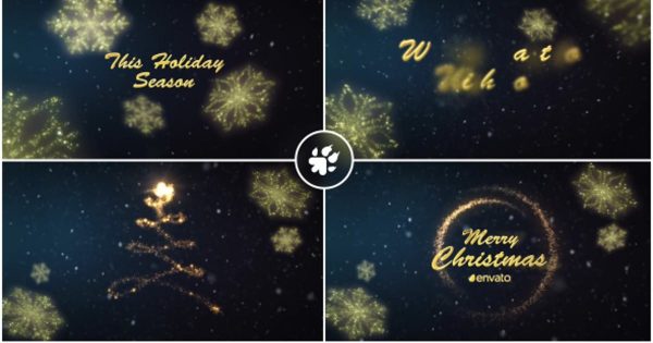 冬季雪花粒子效果圣诞logo演示大洋岛精选AE模板 Christmas